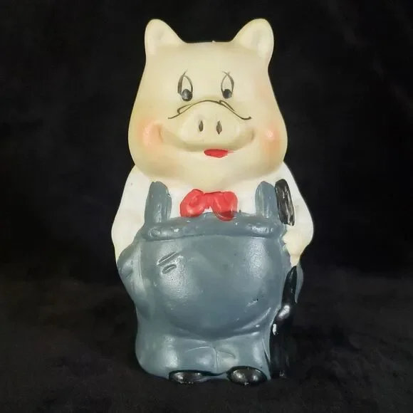 Vintage Handpainted Ceramic Pig Bell