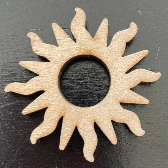 Wood Carved Sphere Holder/Stand - Sun