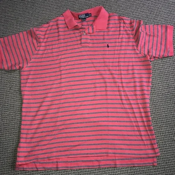 Polo Ralph Lauren 2XL Soft Red Striped Short Sleeve Polo Shirt
