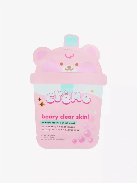 Crème Beary Clear Skin Strawberry Sheet Mask — Pink Hydrating Essence