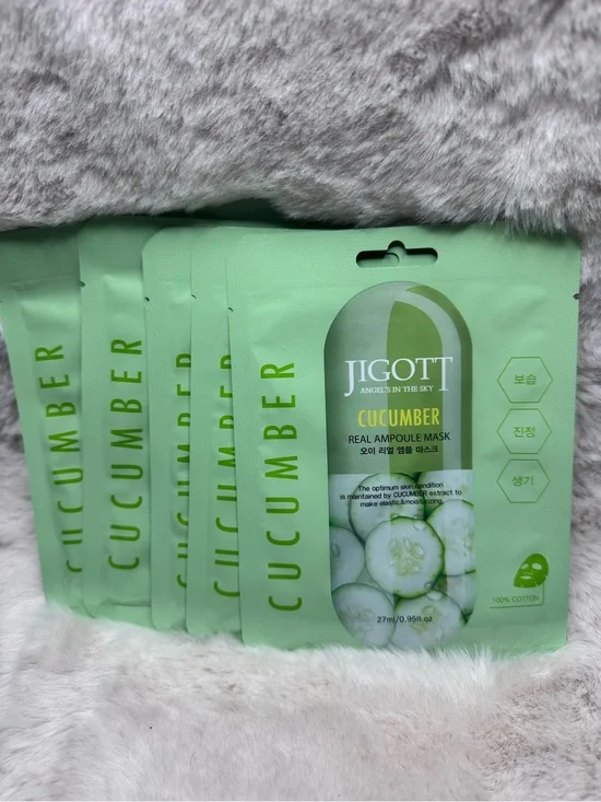 Jigott Cucumber Real Ampoule Mask - Hydrating Sheet 5 Mask