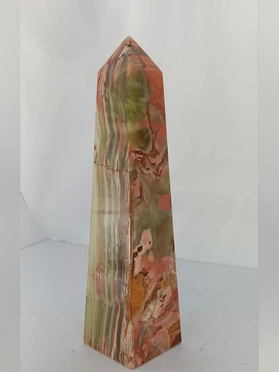 Green Banded Onyx Tower 10 Inches Tall