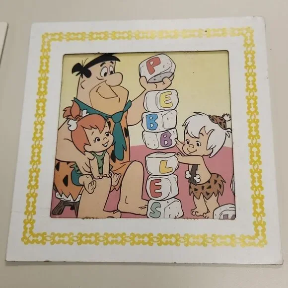 Vintage Flintstones Pebbles Fair Carnival Glass Prize Wall Hanging