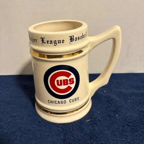 Vintage CHICAGO CUBS Baseball 6” Ceramic Beer Stein Vase Decor MLB - Made In USA
