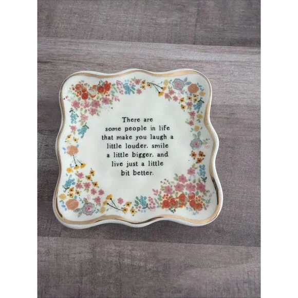 Natural Life ‘Laugh Louder, Smile Bigger, Live Better’ Quote Trinket Tray Dish