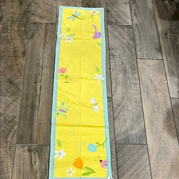 Yellow cotton cloth embroidered Floral Spring  Table Runner