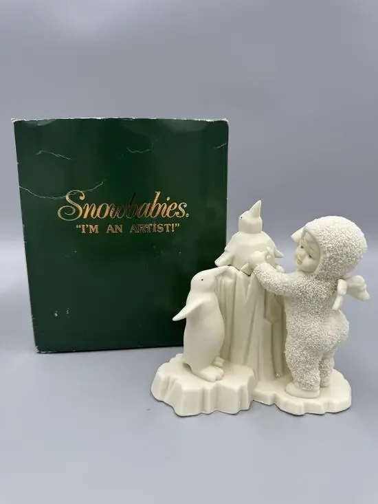 Department 56 I’m An Artist Porcelain White Figurine Child with Penguins 6842-0