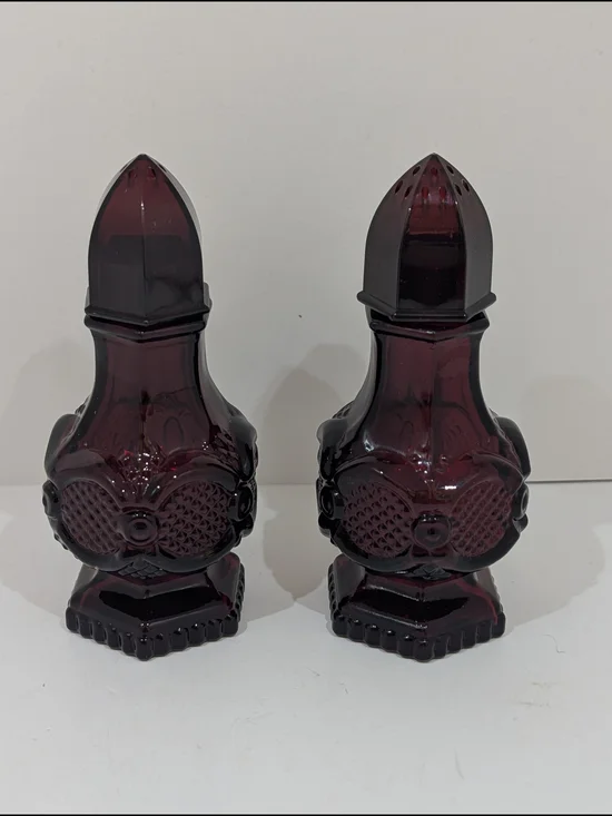 Sold Avon Cape Cod Red Glass Salt and Pepper Shakers - Vintage-Style Home Accent
