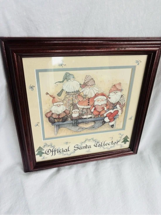 Santa Collector Vintage Country Folk Art Framed Christmas Decor
