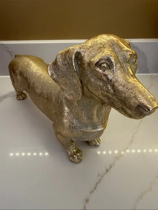 Gold Dachshund Figurine Home Accent