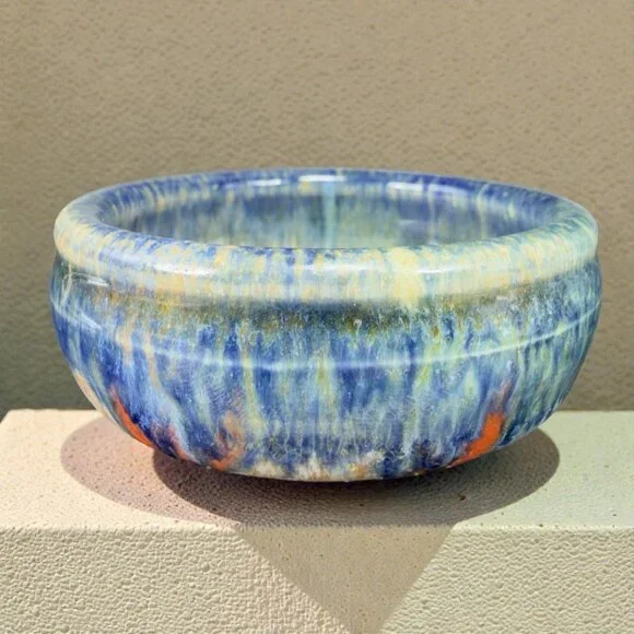 Hand‎ Made Stoneware Pottery Salt Cellar Container Artist Signed Drip Glaze Dish