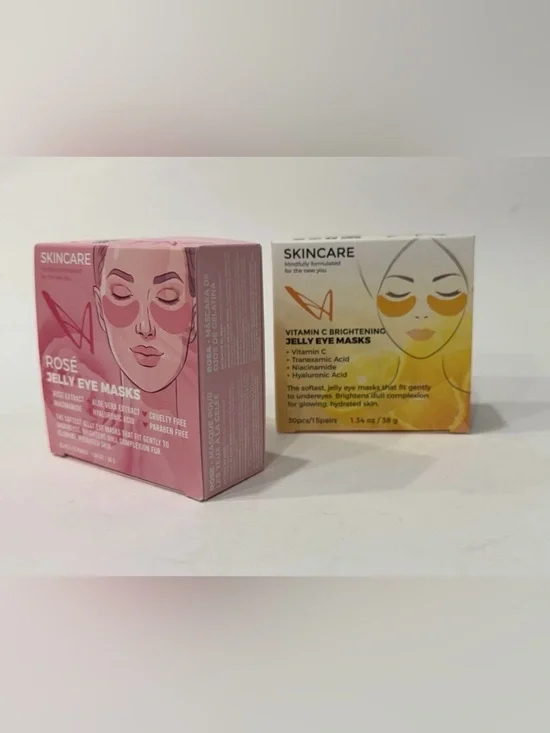 Vitamin C & Rose Jelly Eye Mask Bundle 15 Pairs Each Hydrating Skincare Set of 2
