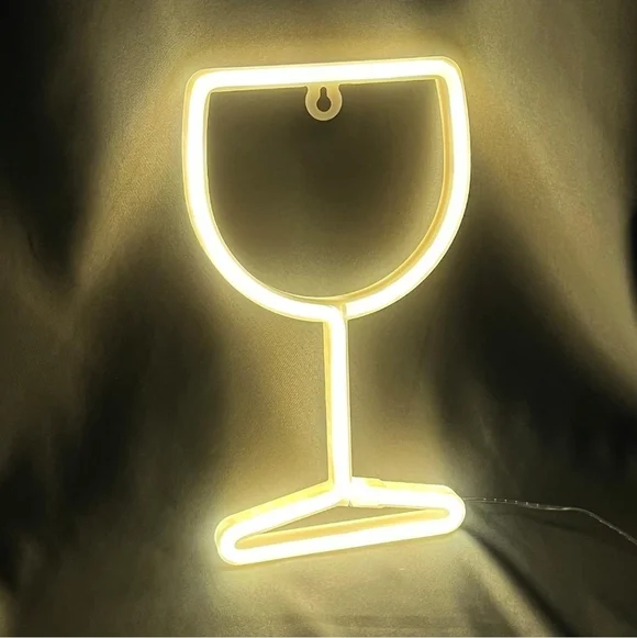 Wine Glass Neon Sign Warm White 5.9
