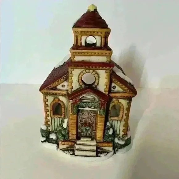 Lefton Christmas Church Candle Holder Colonial Village Building - 1986