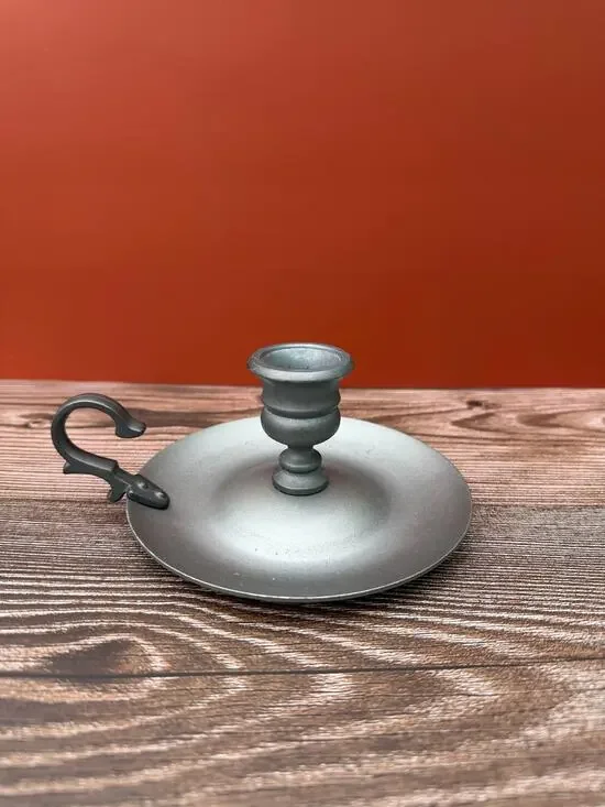 Avon American Heirloom Pewter Chamberstick Candle Holder Vintage