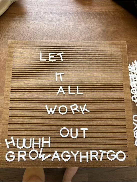 Wooden Letter Board with White Letters - Brown Wood