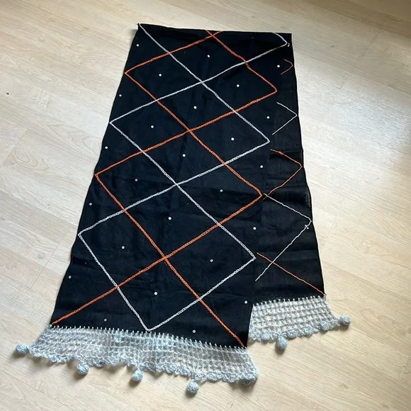 Halloween table runner 100% Wool crochet spider web 80x19”