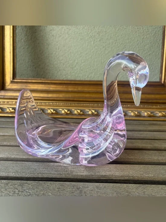 Pink Acrylic Swan Sculpture - Elegant Home Art Accent