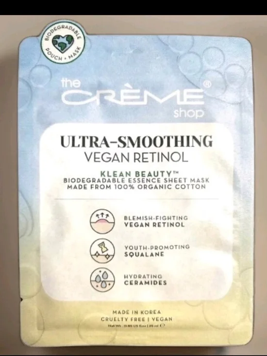 5 Ultra-Smoothing Vegan Retinol Sheet Mask From The Creme Shop Set Of 5