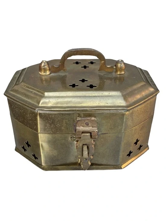 Vintage Indian Brass Cricket Trinket Potpourri Box