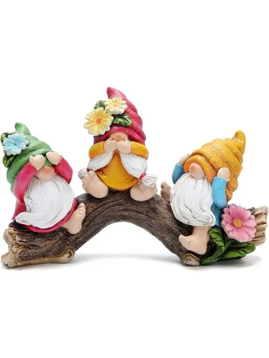 Spring Hear-No, See-No, Speak-No Gnomes Figurines - Outdoor Garden Decor & Gifts