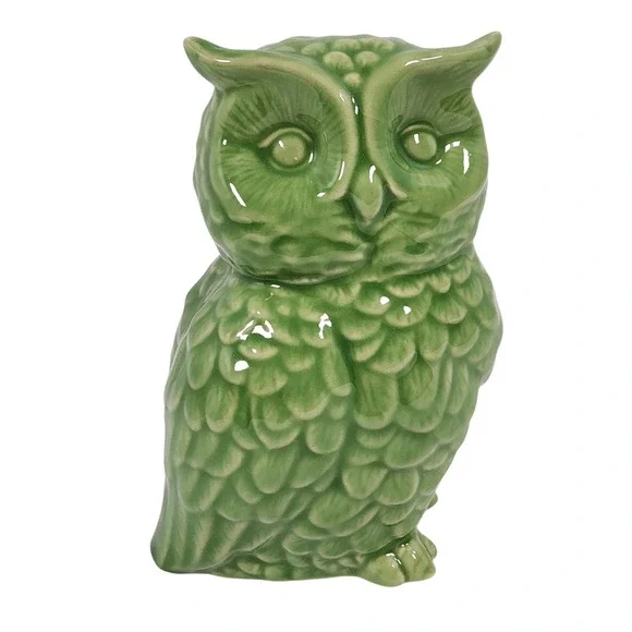 VTG Green‎ Ceramic Owl Figurine 5.5