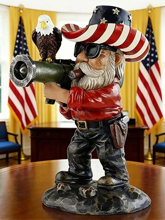 Military Garden Gnome - 4.8in Tactical Gnome with Guns, Patriotic Gifts for Men