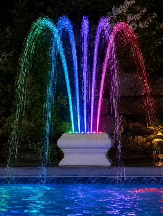 #6012 AquaGlow Rainbow Fountain Water-Powered Color Changing Pool Fountain Light