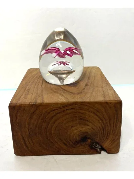 Vintage Marc S. Boutte Spirit Weight Paperweight Pink Artist Signed 3