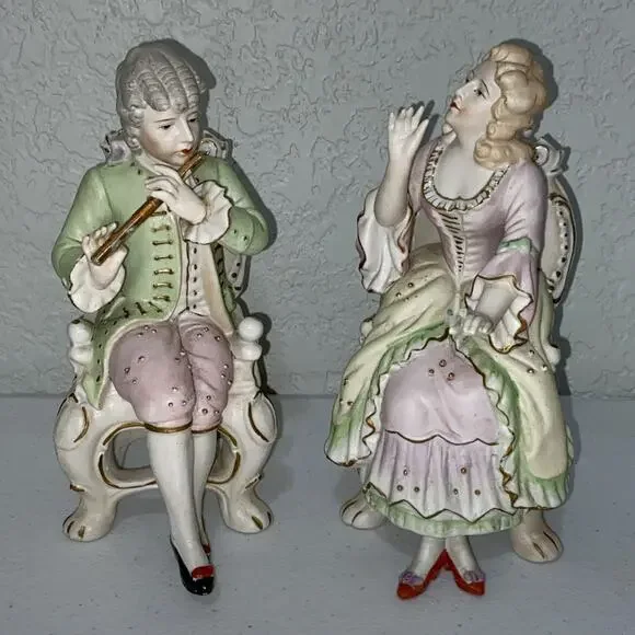 Andrea by Sadek Handpainted Porcelain Figurine Man Woman Set Occupied Japan READ