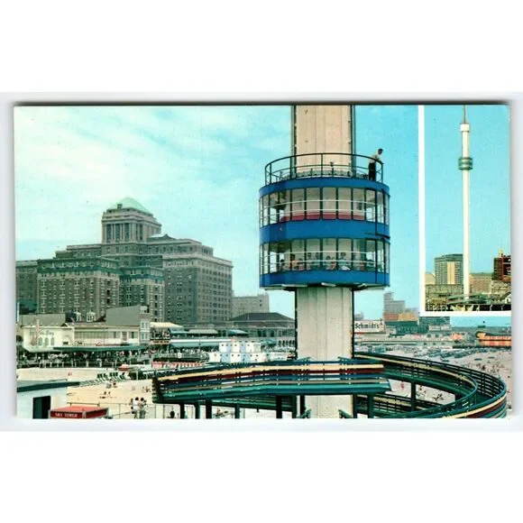 Vintage Atlantic City Sky Tower Postcard Boardwalk Landmark Rotating Elevator