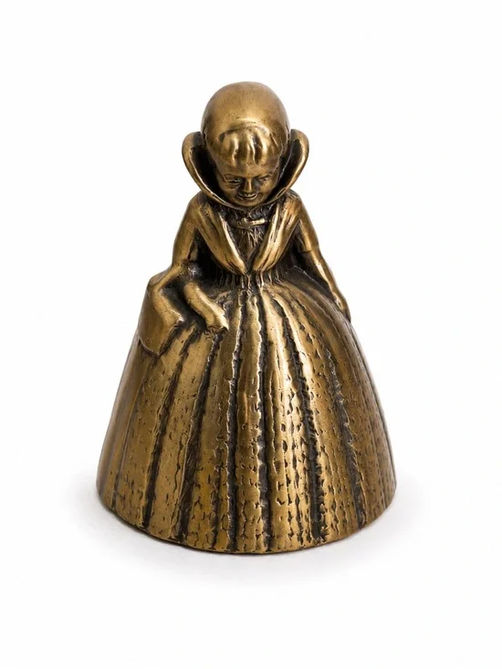 Vintage Solid Brass Crinoline Lady Bell Victorian Southern Belle Basket 3.25