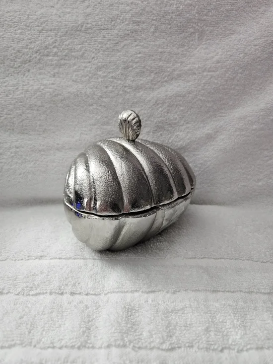 Threshold Studio McGee Silver Shell Container Metal Covered Trinket Box