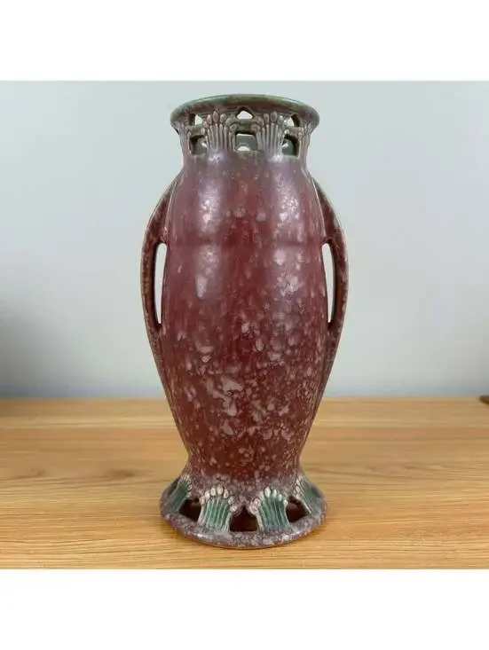 Roseville Ferella Dark Rose 1930 Vintage Art Deco Pottery Ceramic Vase 507-9