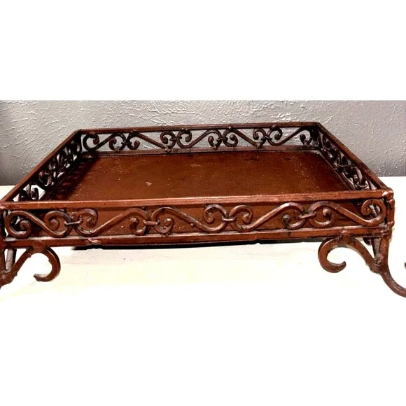 Etiq Brand Metal Decorative Display Case with Ornate Scrollwork