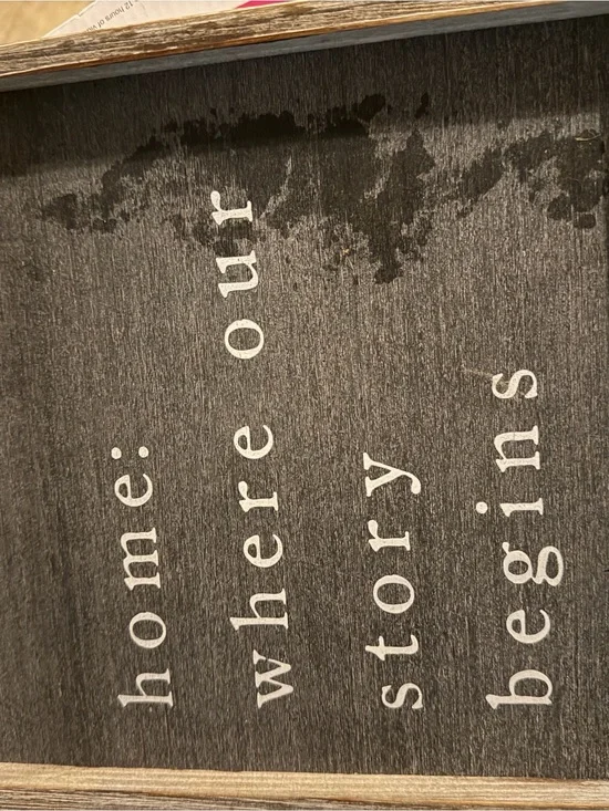 Framed 'home: where our story begins' Wall Sign - Gray