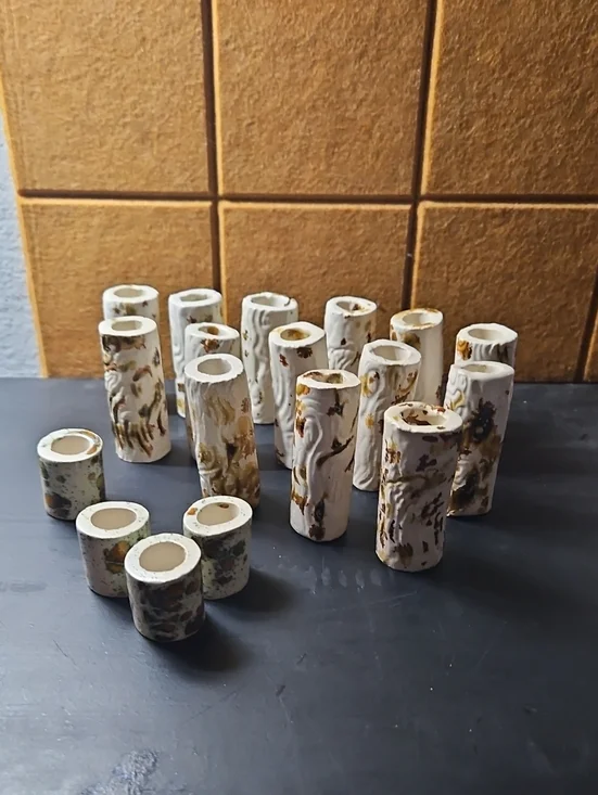 18 Vintage Clay Macrame Beads Hand Made