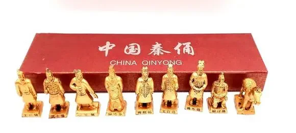 Chinese Terracotta Army Soldier Statue Collection w/ Display Box Souvenir Set