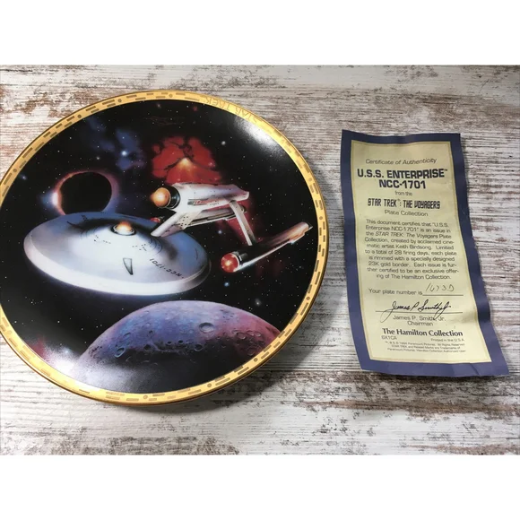 Vintage 1994 Star Trek USS Enterprise Hamilton Collector Plate COA