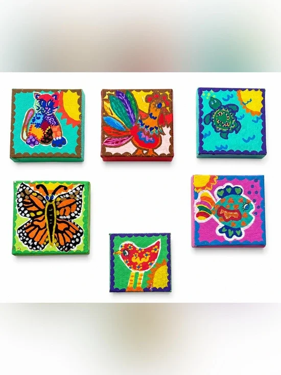 Handmade Folk Art Colorful Boho Animal Magnet- choose 1