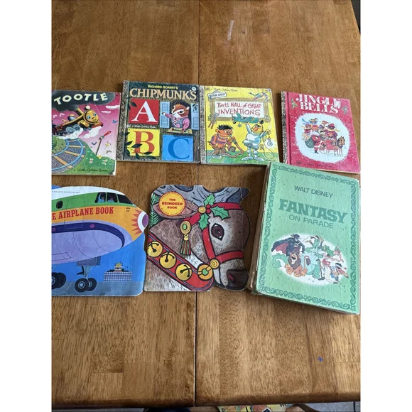 1972 Little Golden Book Set Of 4 Bert's Hall, Tootle, Jingle Bells, Chipmunks +