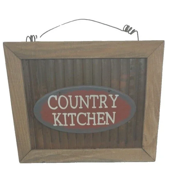 Country Kitchen Wooden Primitive Wood Metal Hanging Sign Decor 10