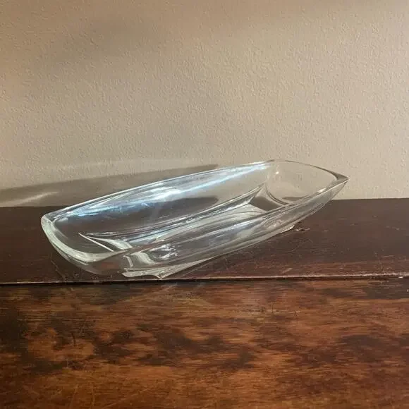 1960s Hazel Atlas Clear‎ Colony Glass Serving Relish Rectangular Dish