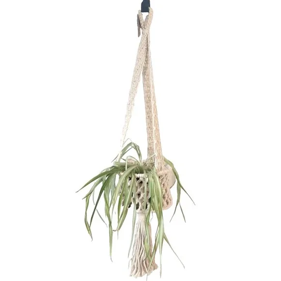NWT Boho Macrame - Hanging Plant Holder Bucket- 37” Long