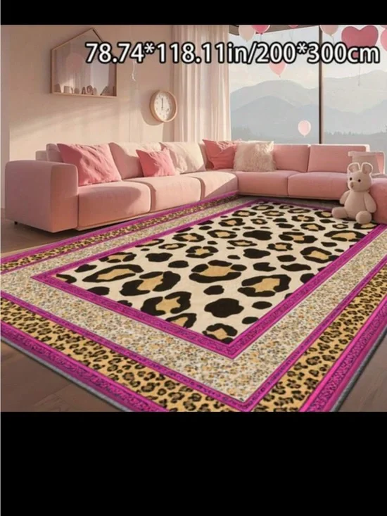 Pink Leopard Print Area Rug
