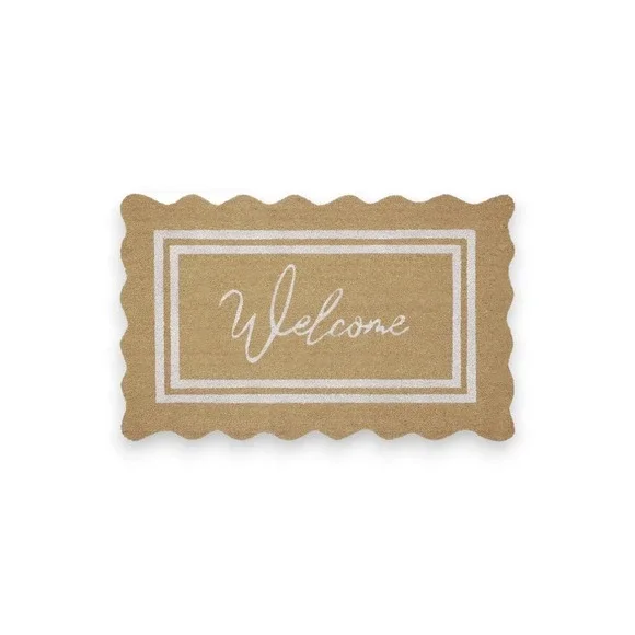 My Texas House Welcome Natural Scallop Edge & Border Outdoor Coir Doormat 18x30
