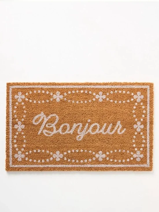Anthropologie Bonjour Printed Doormat NWT