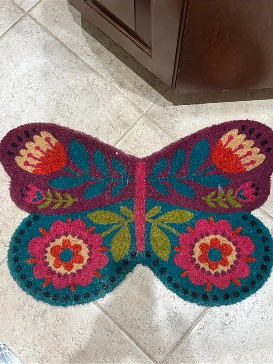 NATURAL LIFE Butterfly Floral Doormat