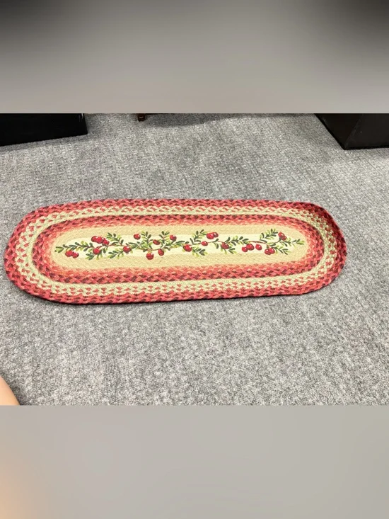 Oval Braided Door/ Kitchen Mat New Cranberry Design