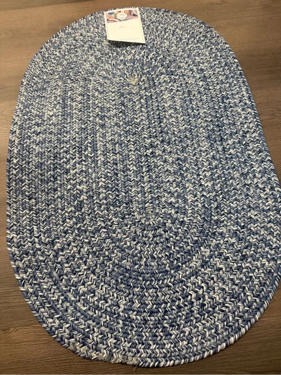 Blue & White Oval Braided Door Mat - Capel Rugs